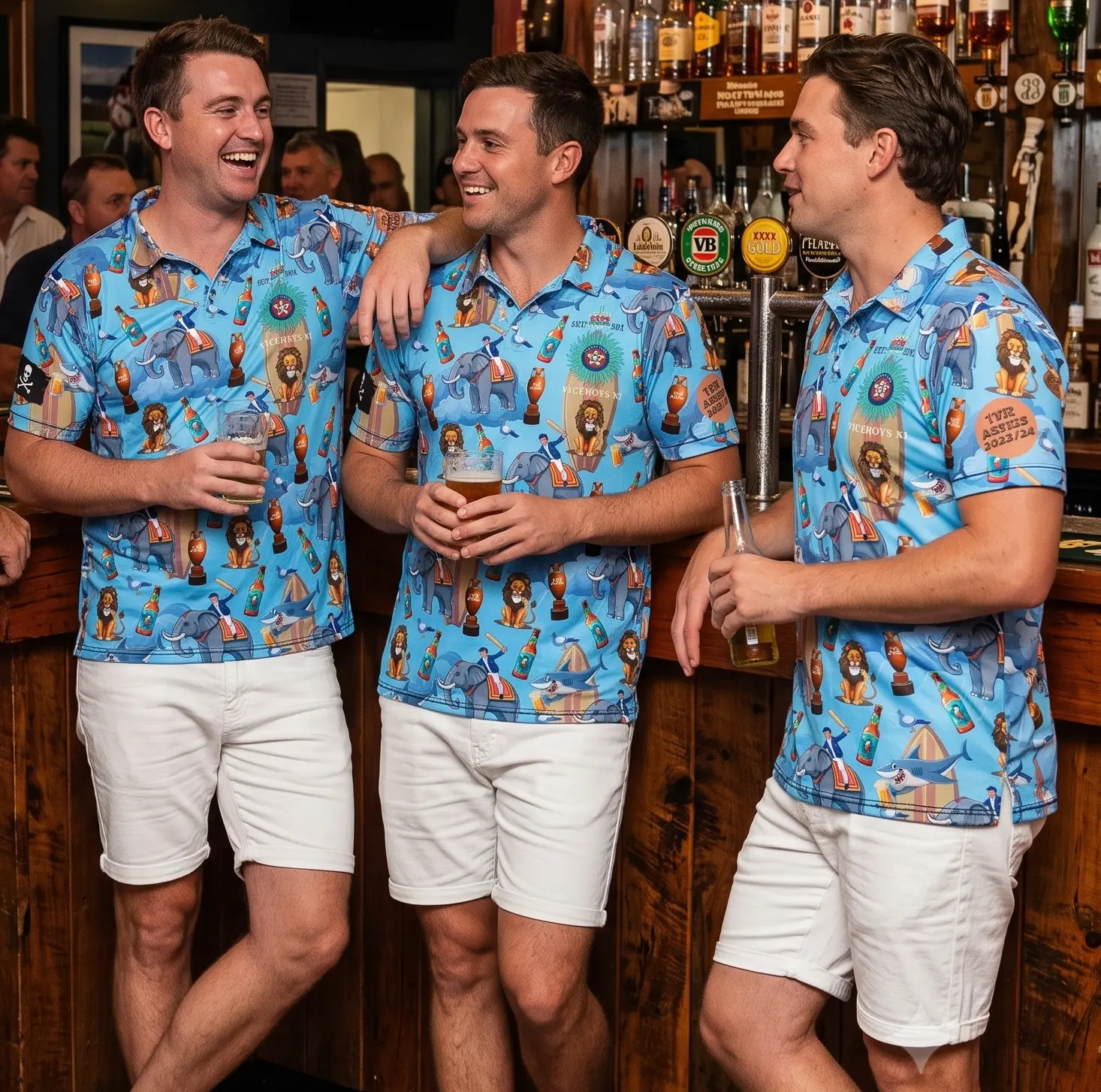 Australian Cricket club members wearing custom The Clobber Club shirts